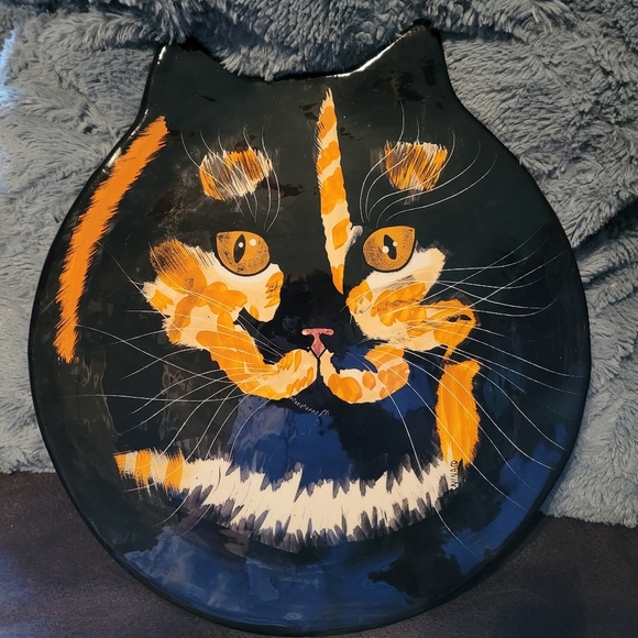 Vintage 2001 'Cats by Nina' Statement Painted Calico Decorative Plate - Picture 1 of 6